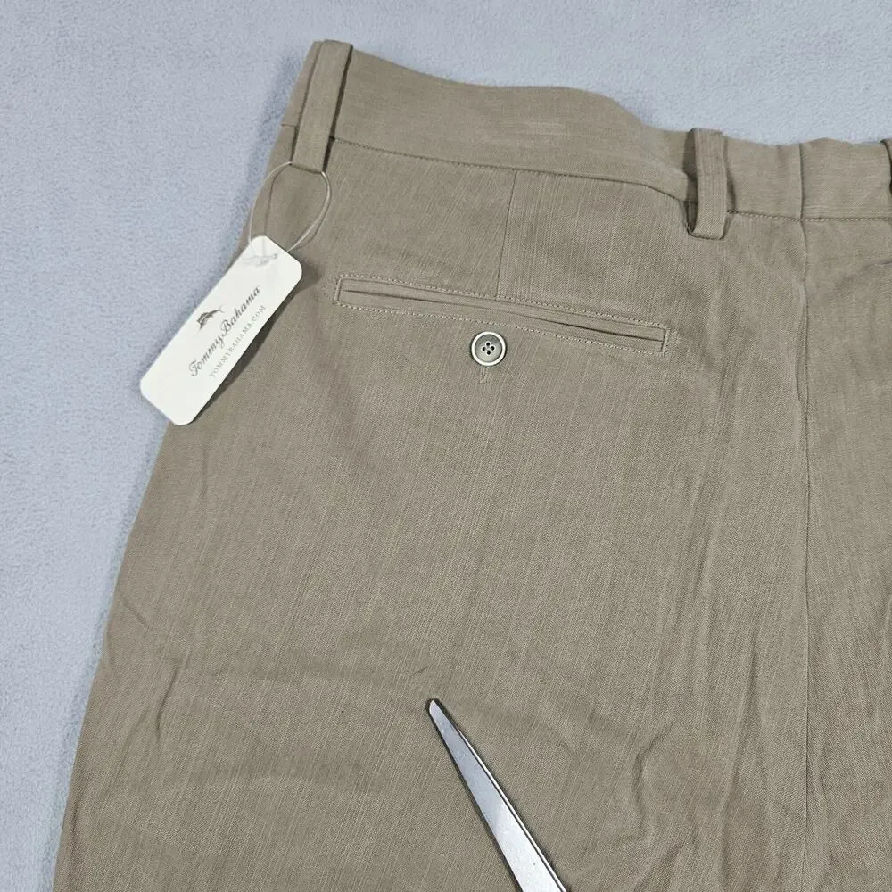 Tommy‎ Bahama Pants Mens 36x32 Silk Rayon Pleated Grayston Caribou Brown NWT